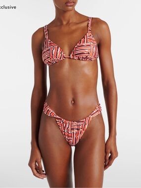 Faithfull the Brand Coral Stripe Triangle Bikini